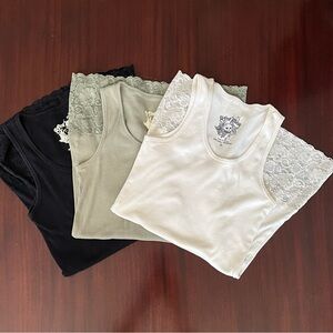 A Fine Mess Black, Bundle of Extra Long Ribbed Tank Tops